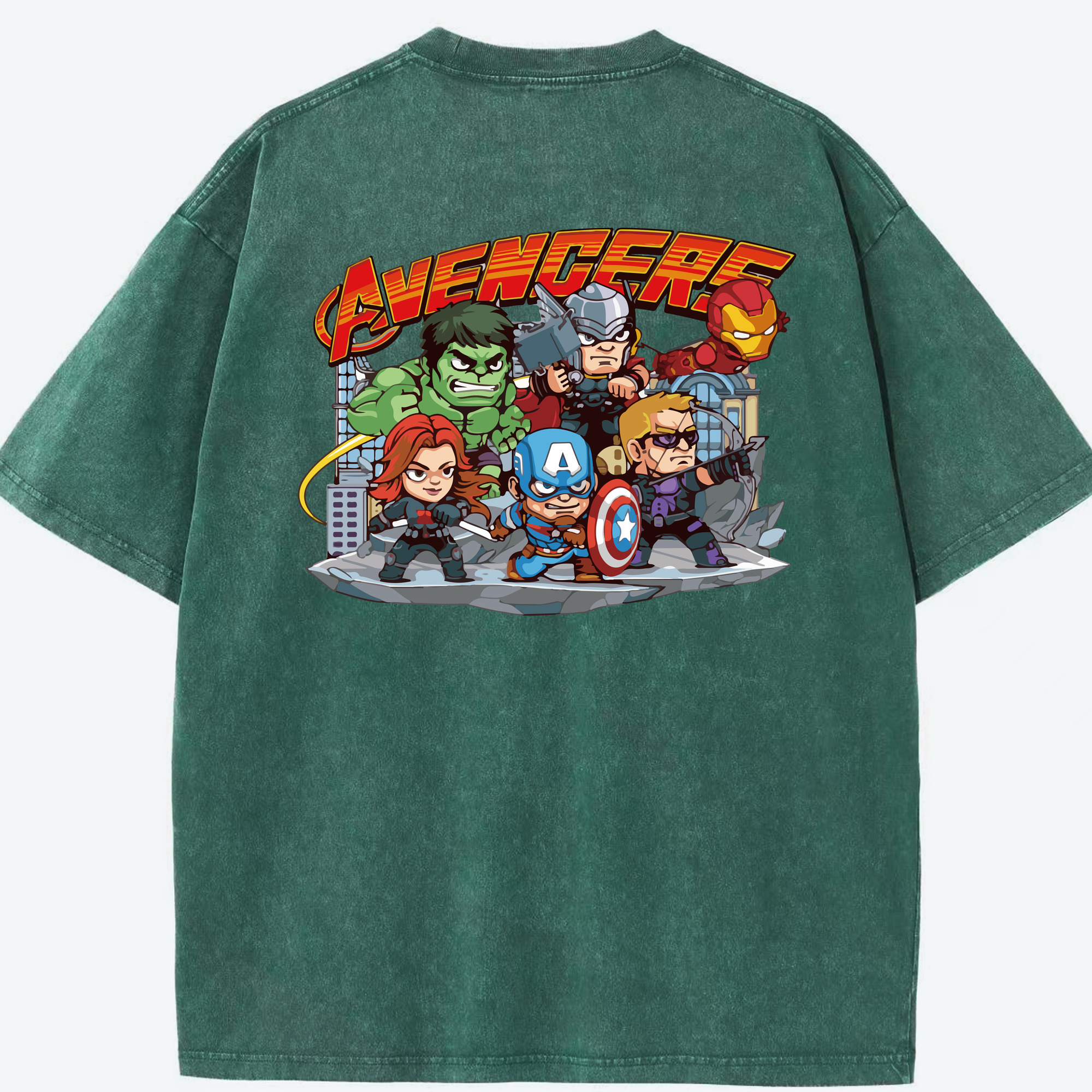 （画像用） アベンジャーズ The Avengers 綿100% ヴィンテージ風 半袖Tシャツ（背面プリント）